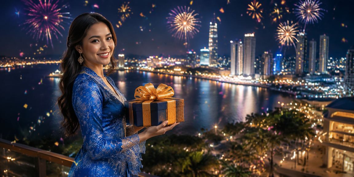Pengguna wanita Malaysia mengakses akaun cm2 di telefon